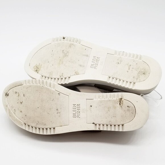 Eileen Fisher Kale Sandals 6.5 Velcro Strap Platform Moon Beige Taupe Gray $207 - Picture 11 of 16